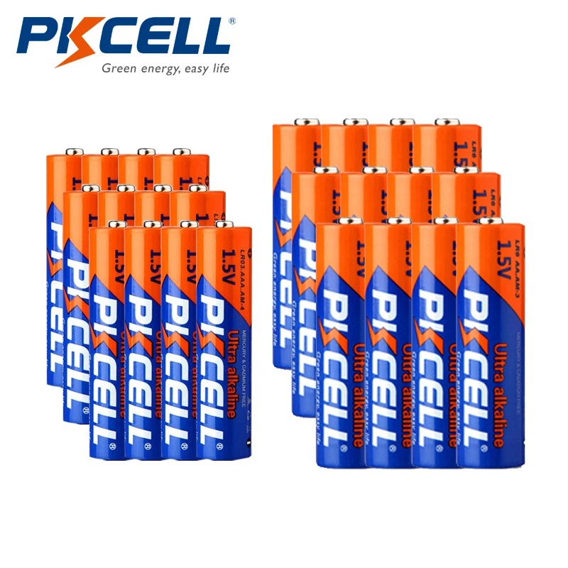 

Аккумуляторы PKCELL 12PCS LR6 AA и 12PCS LR03 1.5V AAA щелочные батареи основной и одноразовой батареи для игрушек